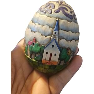 2004 Jim Shore Heartwood Creek Easter Egg Figurine 2 Pc. Set with Base